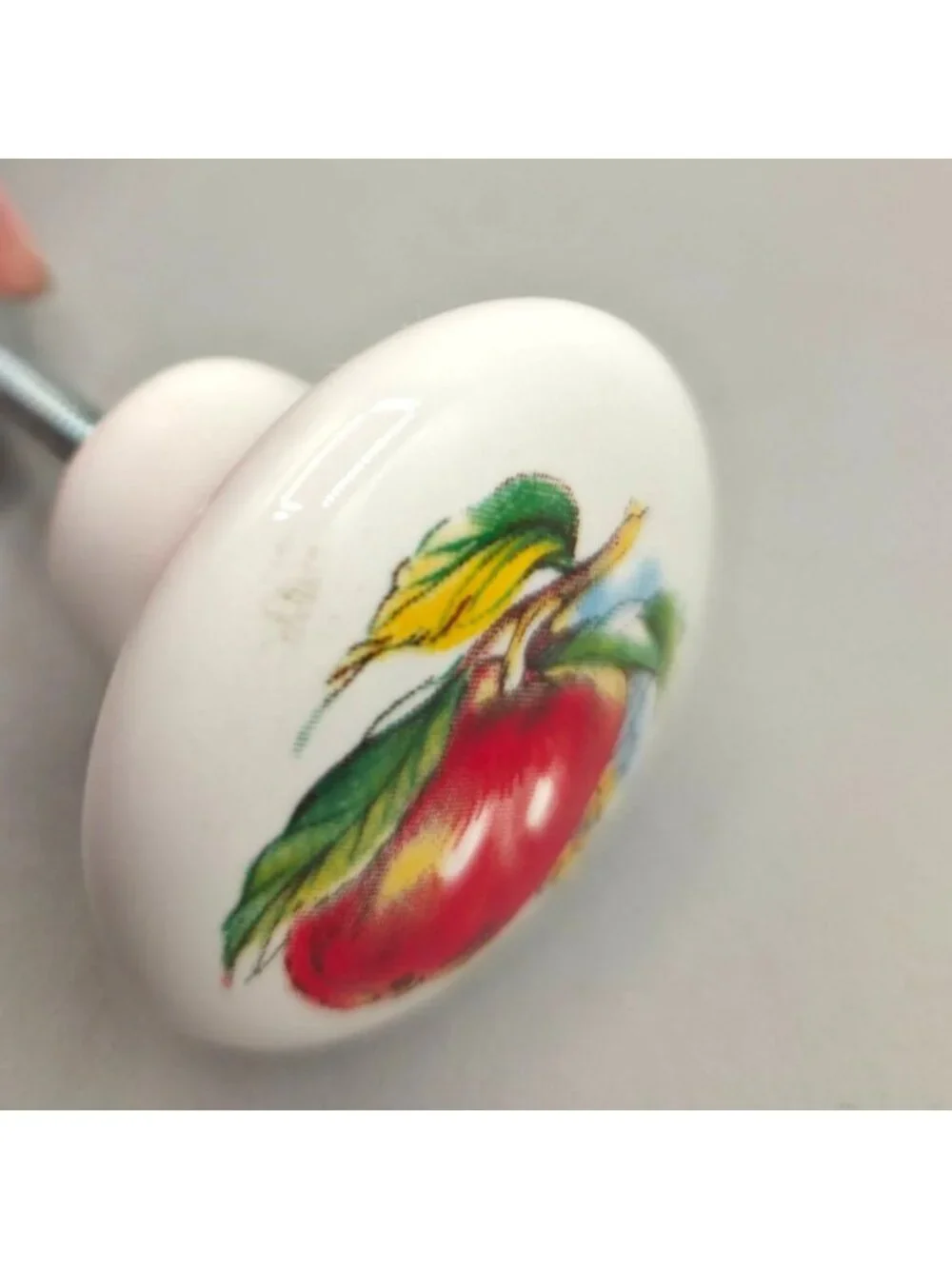 Fruit-Themed Ceramic Drawer Knobs With Screws Apples Pears Plums Liberty 1.5